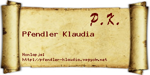 Pfendler Klaudia névjegykártya